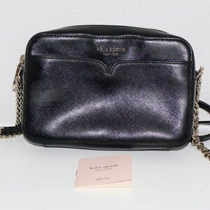 Kate Spade Wednesday Black Saffiano Leather Camera Crossbody Bag